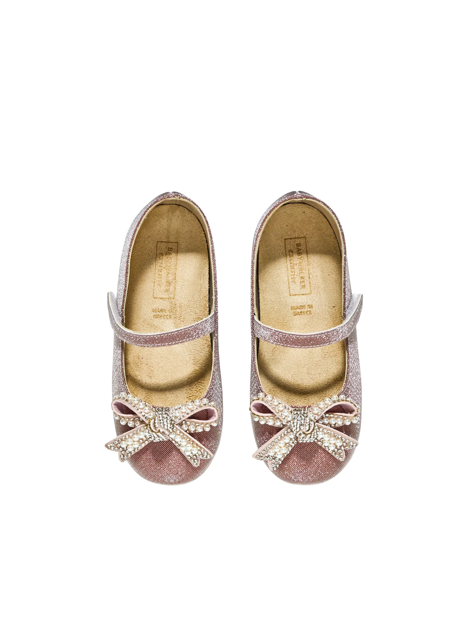 Pearl Bow Embellished Metallic Ballerinas - Image 2