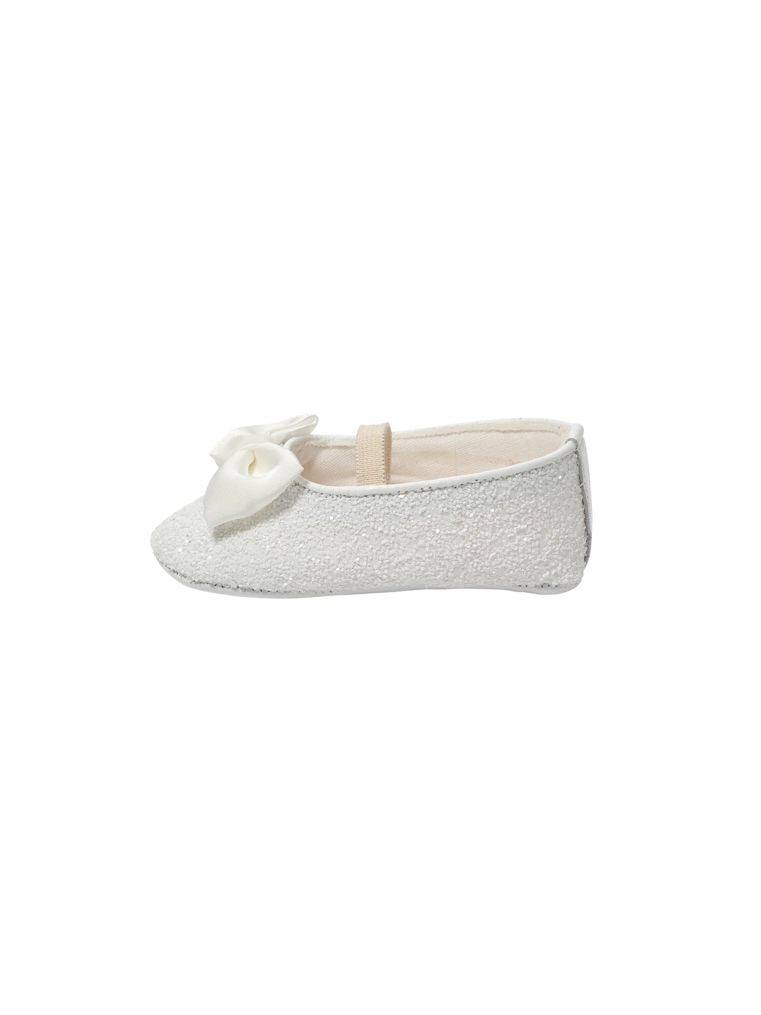 Satin Fabric Handmade Bow Embellished Glitter Ballerinas - Image 3