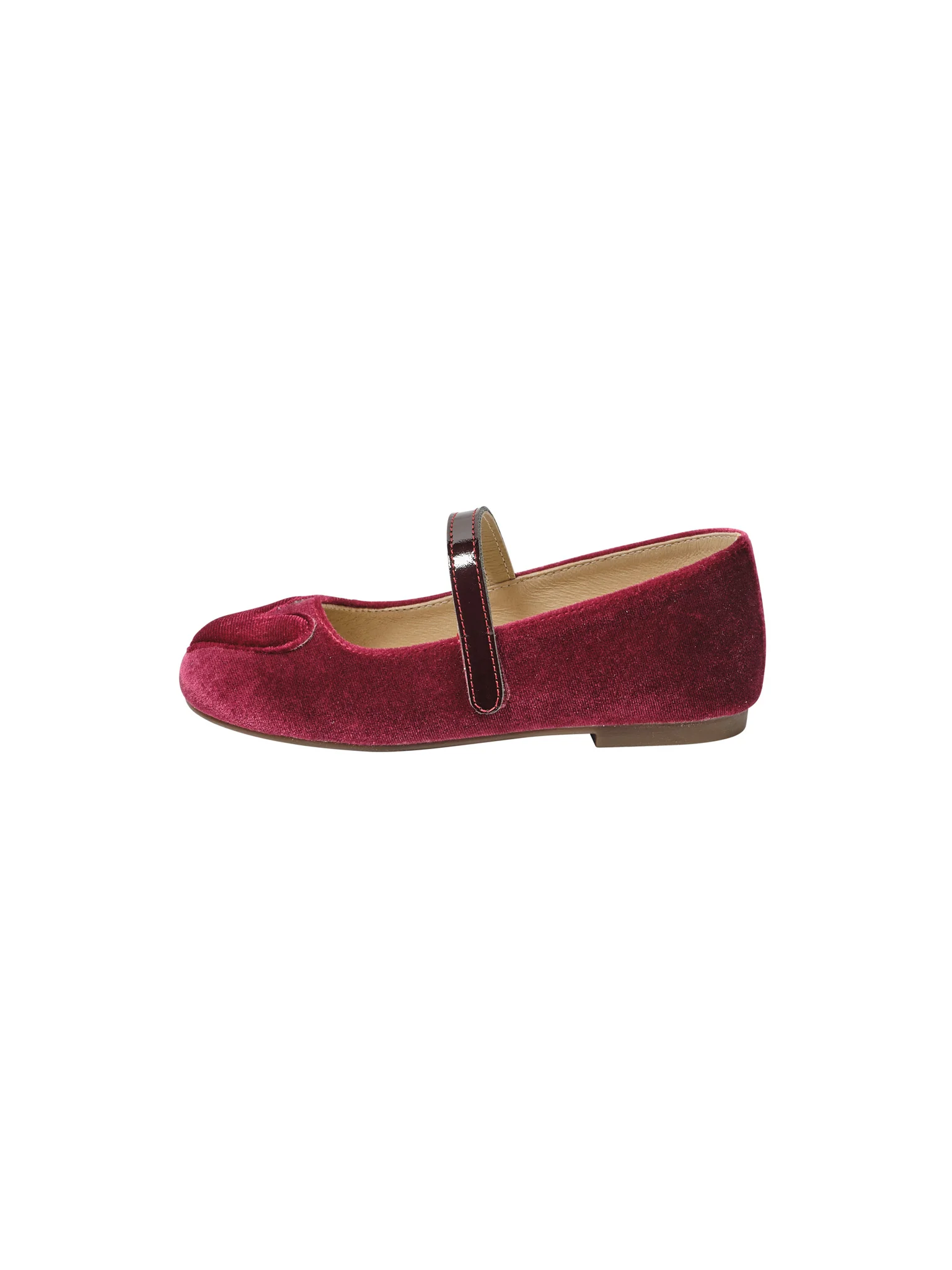 Single Strap Velcro Velvet Fabric Ballerinas - Image 3